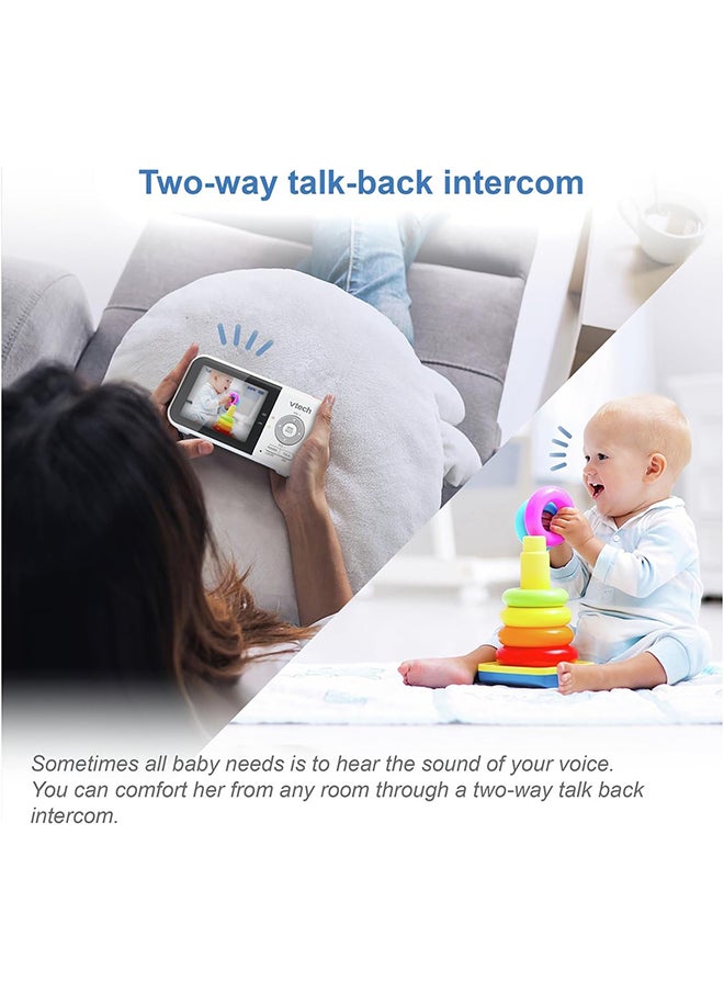 vtech - شاشة فيديو Fix Cam مقاس 2.8 بوصة بدقة 270 بكسل مع إضاءة ليلية وبطارية 800 مللي أمبير في الساعة باللون الأبيض - Image 1