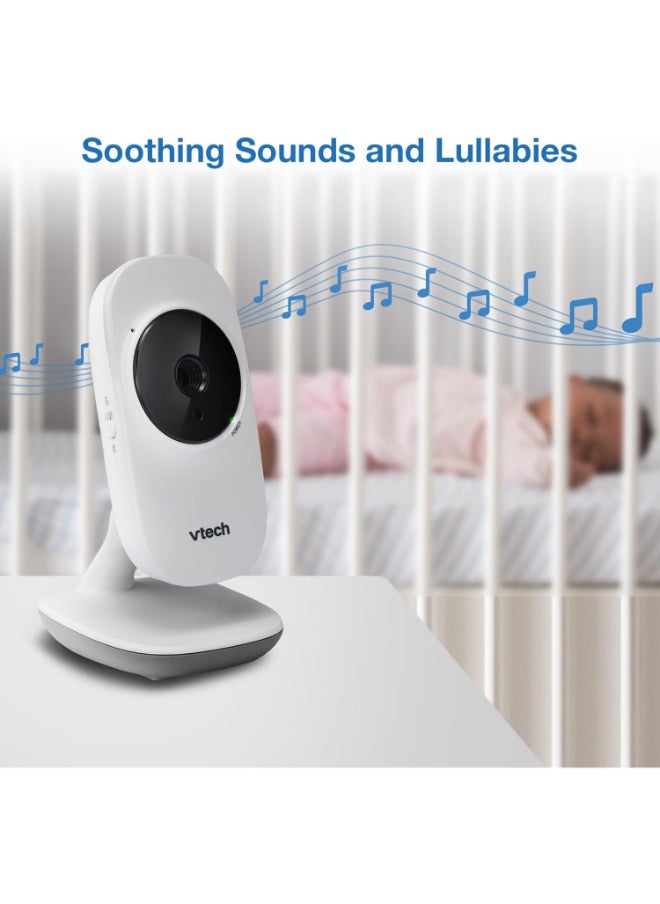 vtech - شاشة فيديو Fix Cam مقاس 2.8 بوصة بدقة 270 بكسل مع إضاءة ليلية وبطارية 800 مللي أمبير في الساعة باللون الأبيض - Image 1