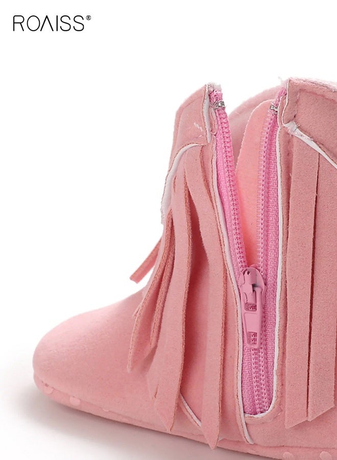 roaiss Baby Girls Cowboy Tassel Boots, Stylish Short Bootie with Side Zipper, Non-slip Crib Shoes for Toddlers, Suitable for Crawling, Walking and Playing - Image 4