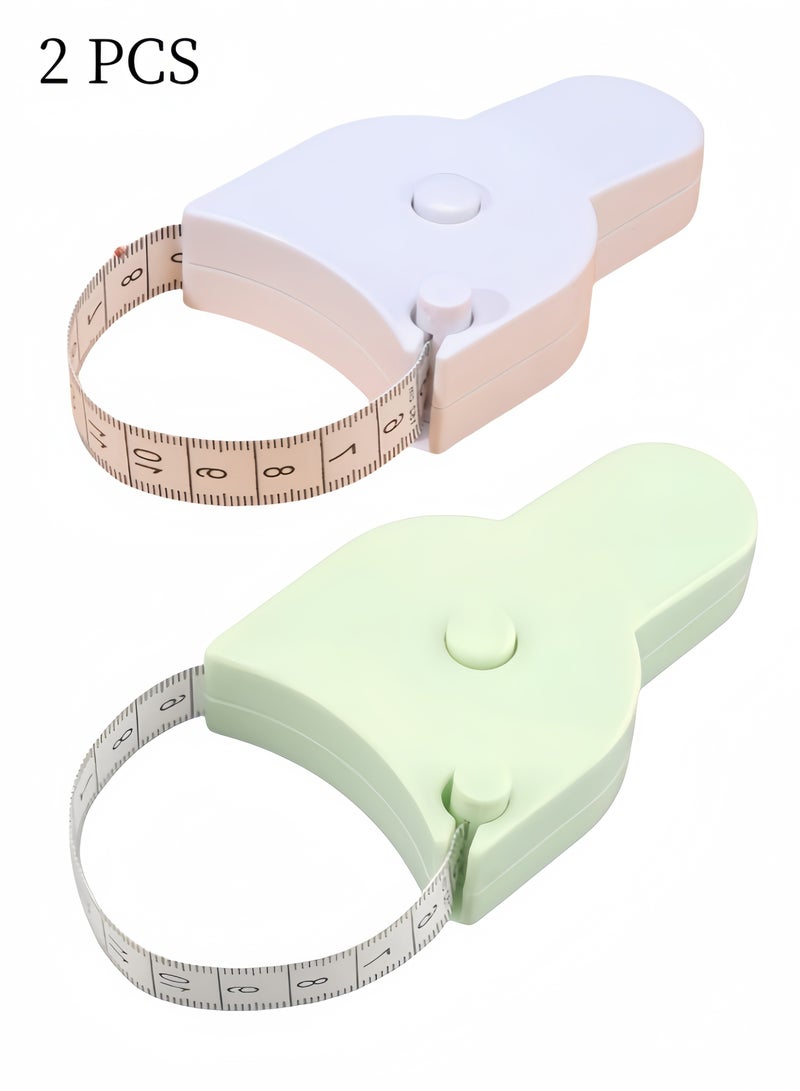 Generic 2pcs white + green combination perfect measuring tape for body measurement - retractable, suitable for waist, hip, bust, arm circumference, etc.  - Image 1