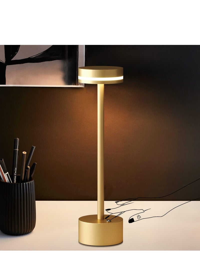 ماركة غير محددة - مصباح طاولة لاسلكي حديث قابل لإعادة الشحن بتقنية LED مع مستشعر لمس، هيكل من الألومنيوم، 3 مستويات سطوع، منفذ شحن USB-C، مصباح معدني محمول بجانب السرير - Image 1
