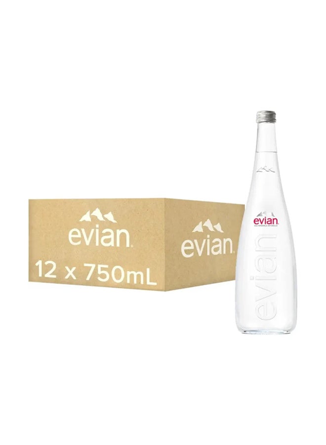 Evian Natural Mineral Water Glass Bottles 750ml Pack of 12