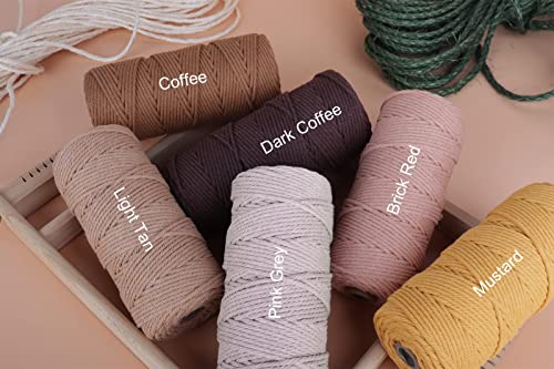 NOANTA Dark Coffee Macrame Cord 3mm x 109yards, Colored Macrame Rope, Cotton Rope Macrame Yarn, Colorful Cotton Craft Cord for Wall Hanging, Plant Hangers, Crafts, Knitting - Image 3