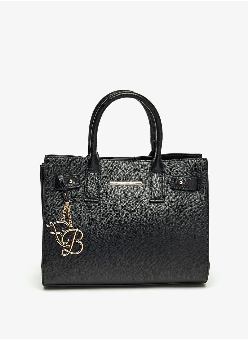 Flora Bella - Solid Tote Bag with Detachable Strap and Tag Detail - Image 1