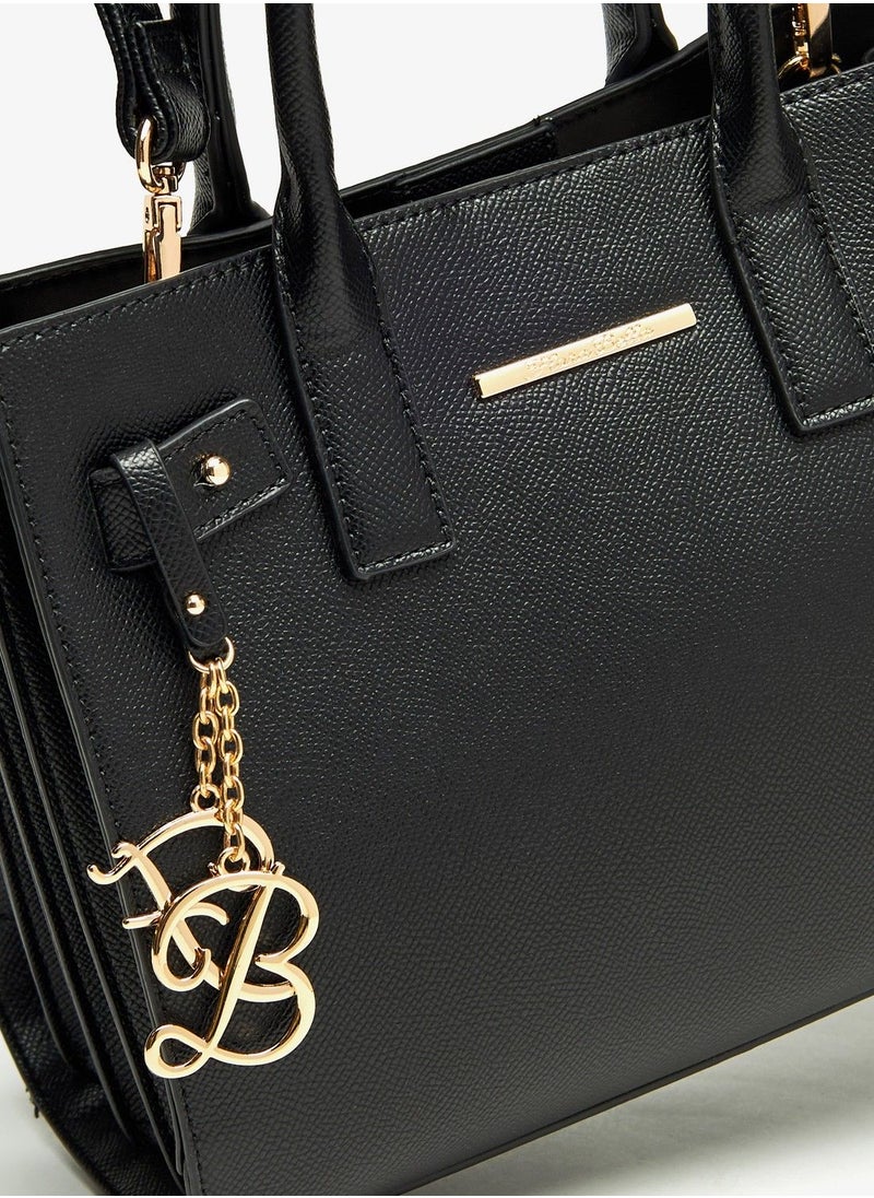 Flora Bella - Solid Tote Bag with Detachable Strap and Tag Detail - Image 1