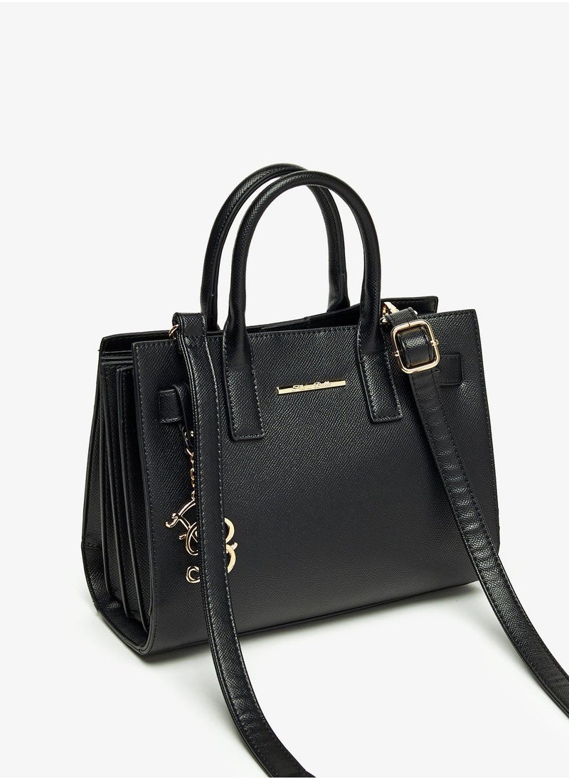 Flora Bella - Solid Tote Bag with Detachable Strap and Tag Detail - Image 1