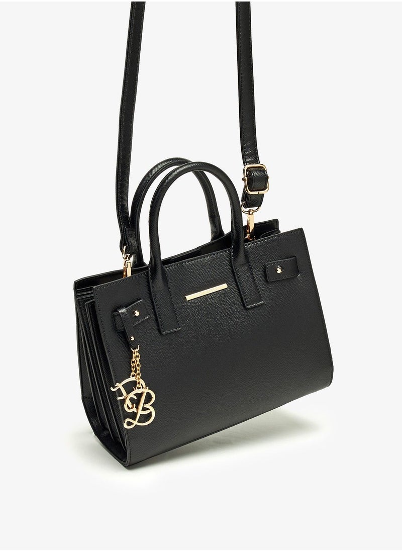 Flora Bella - Solid Tote Bag with Detachable Strap and Tag Detail - Image 1