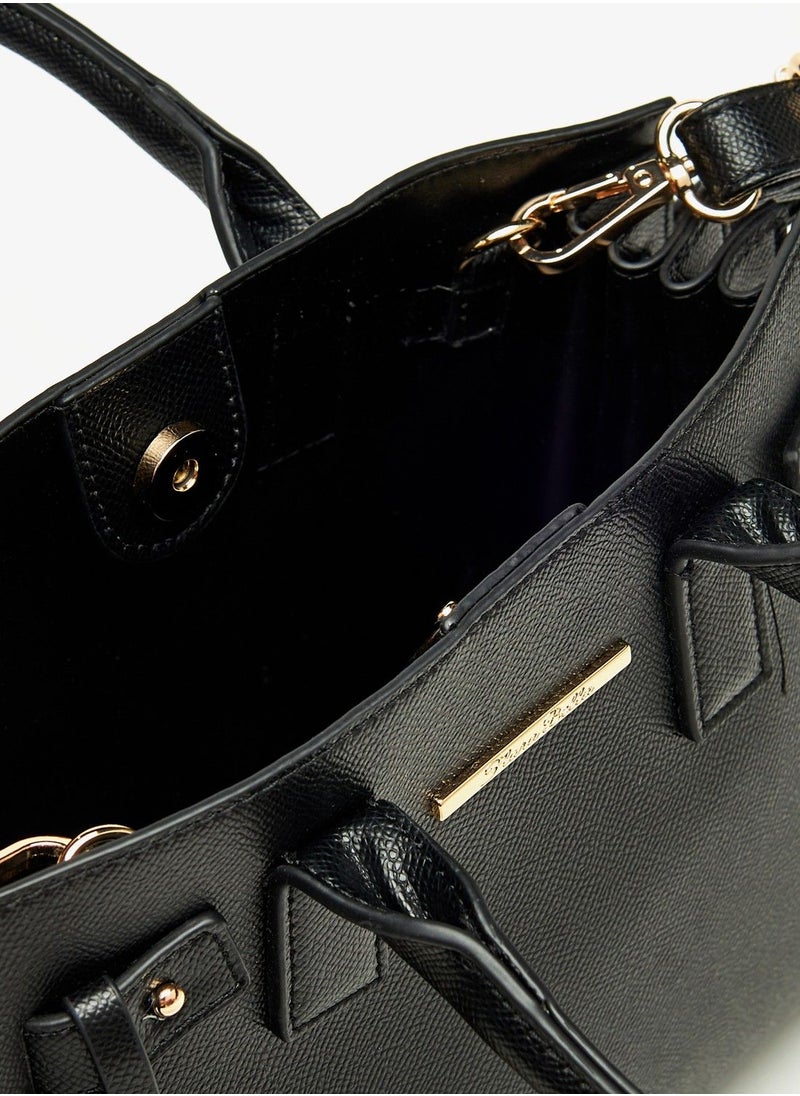 Flora Bella - Solid Tote Bag with Detachable Strap and Tag Detail - Image 1