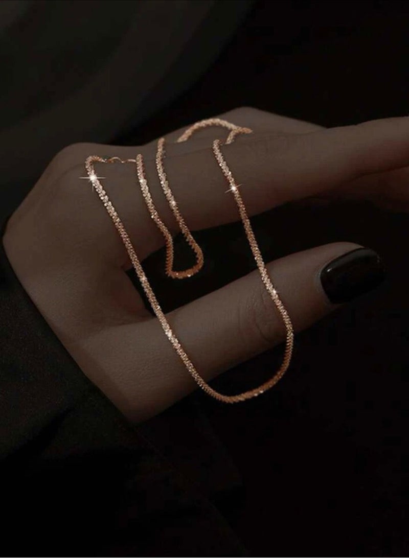 نونز أب سلسال نسائي أنيق مطلي باللون الذهبي الوردي اللامع - Image 3