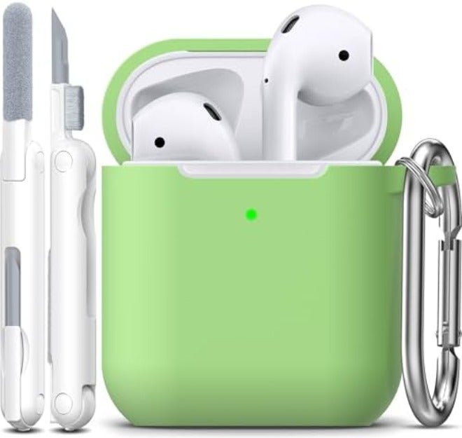 R-fun for AirPods 1/2 Case, Soft Silicone Protective Cover with Keychain and Cleaning Pen, Compatible with AirPods 2nd/1st Generation (2016/2019), Full Drop Protection Cover, Pink - Image 1