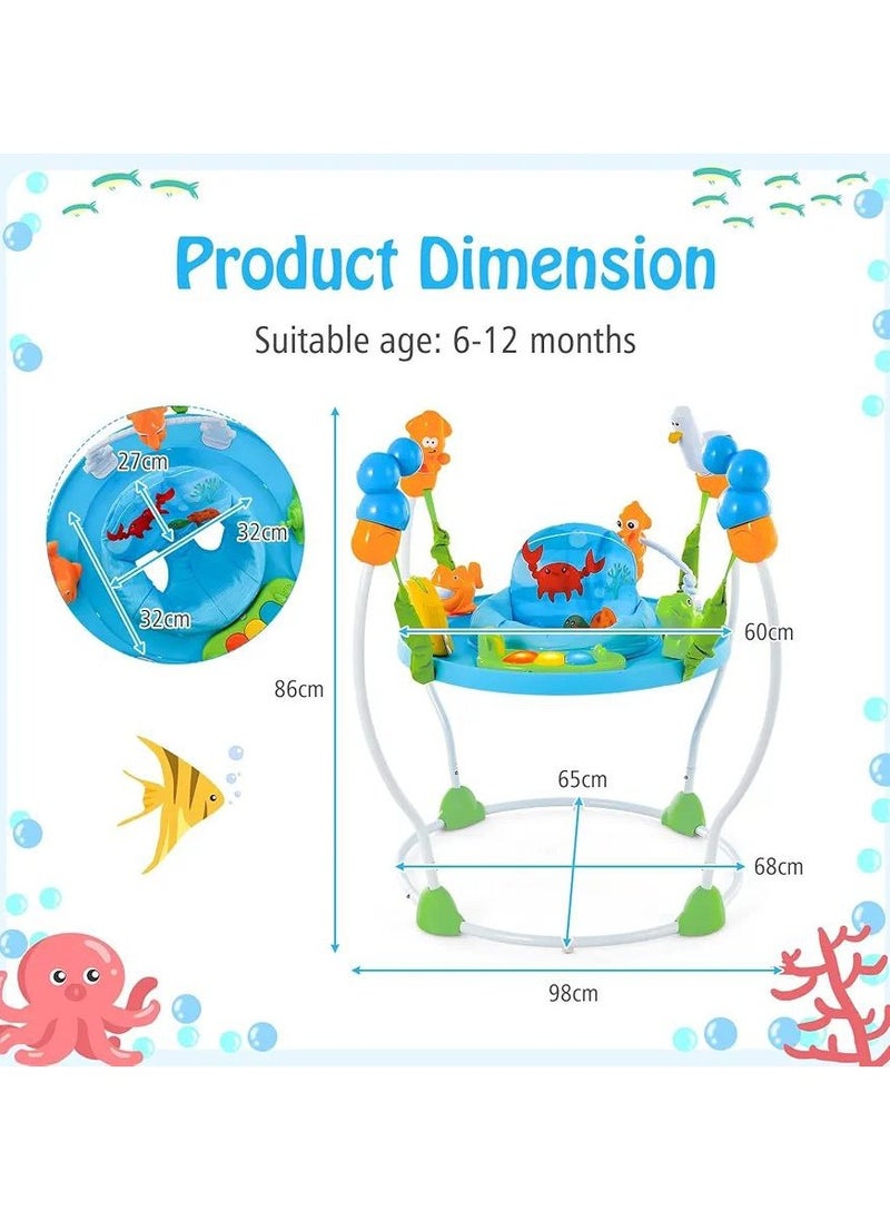 Generic - Baby Jumperoo Activity Center, Underwater World Themed Baby Jumpers with 5 Adjustable Heights, Seat Cushion, Developmental Toys, Music, Lights & Sounds, Toddler Bouncer for 6-12 Months. - Image 1