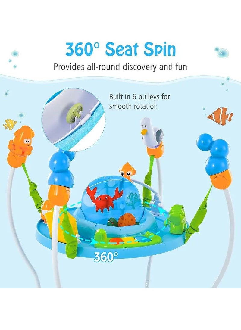 Generic - Baby Jumperoo Activity Center, Underwater World Themed Baby Jumpers with 5 Adjustable Heights, Seat Cushion, Developmental Toys, Music, Lights & Sounds, Toddler Bouncer for 6-12 Months. - Image 1