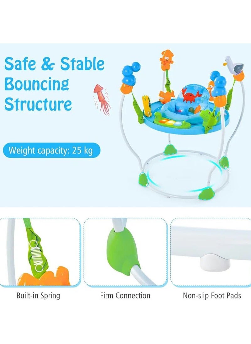 Generic - Baby Jumperoo Activity Center, Underwater World Themed Baby Jumpers with 5 Adjustable Heights, Seat Cushion, Developmental Toys, Music, Lights & Sounds, Toddler Bouncer for 6-12 Months. - Image 1