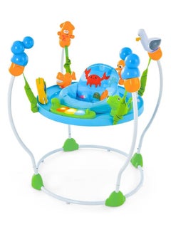 Baby Jumperoo Activity Center, Underwater World Themed Baby Jumpers with 5 Adjustable Heights, Seat Cushion, Developmental Toys, Music, Lights & Sounds, Toddler Bouncer for 6-12 Months.