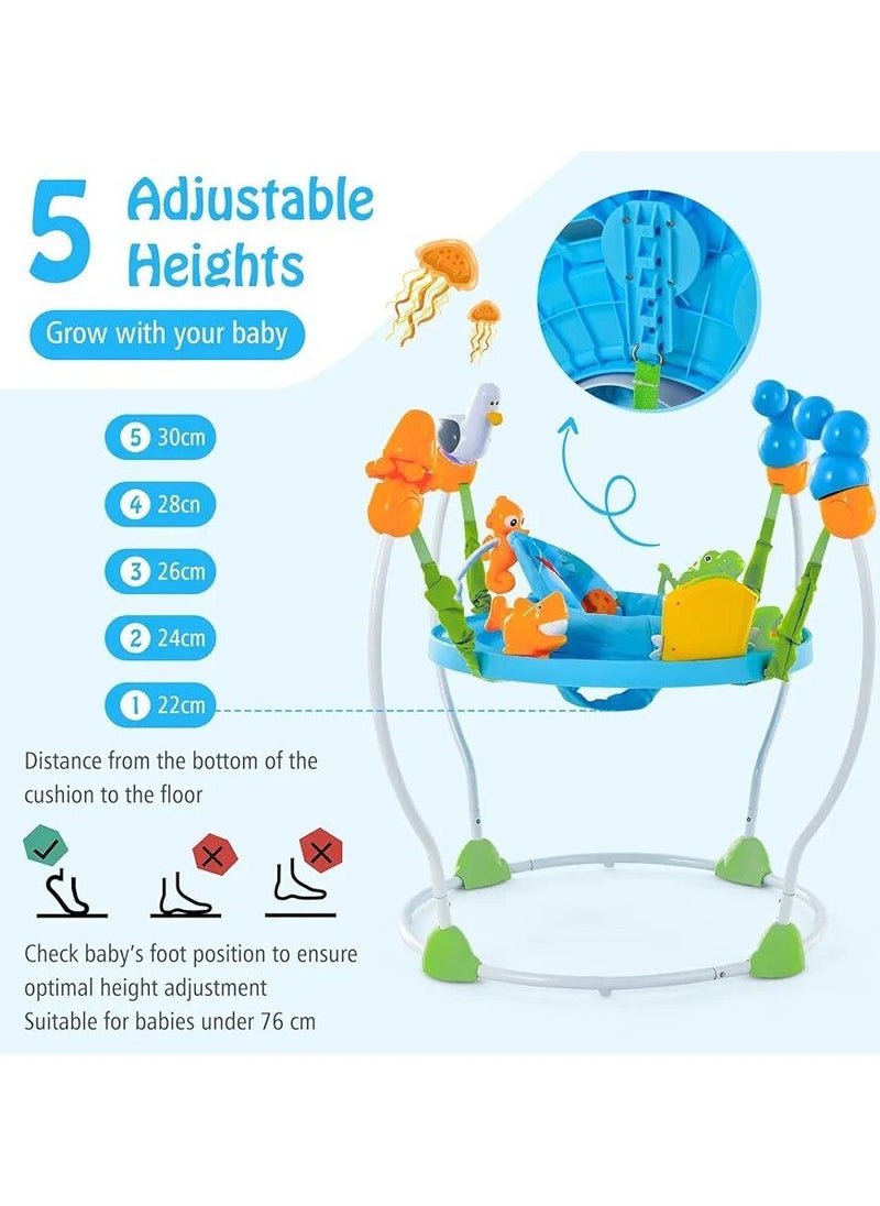 Generic - Baby Jumperoo Activity Center, Underwater World Themed Baby Jumpers with 5 Adjustable Heights, Seat Cushion, Developmental Toys, Music, Lights & Sounds, Toddler Bouncer for 6-12 Months. - Image 1