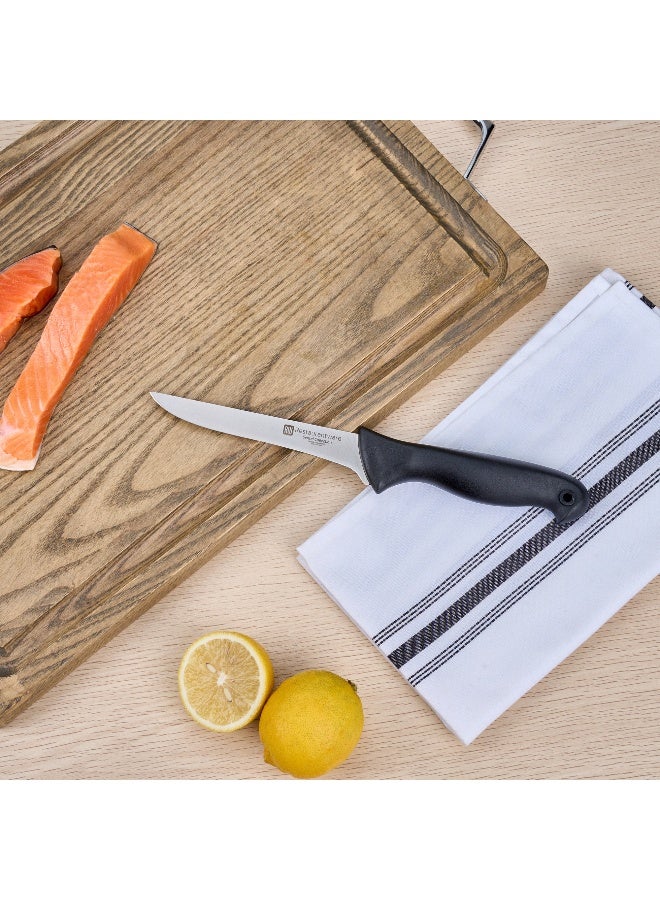 Restaurantware Sensei 6 Inch Boning Knife, 1 With Colored Coded Pins Fillet Knife - High-Carbon, Stain-Resistant, Black German Steel Knife For Fish, Ergonomic Handle, For Fish, Vegetables Or Entrees  - Image 3