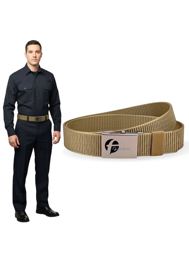 Force Security Belt for Men & Women – Heavy-Duty Nylon Web Belt with Roller-Lock Metal Buckle – Adjustable Tactical Belt for Security Guards, Police Officers, Airport Staff, Travel, Hiking & Golf