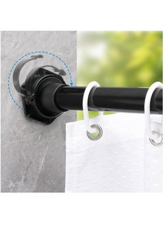 Excefore 2 Pcs Shower Curtain Rod Holder With Buckle Anti Slip No Drill Shower Rod Tension Holder Shower Rod Retainer For Wall, Black, Fits Rod End Caps Of 1.5" in Diameter  - Image 2