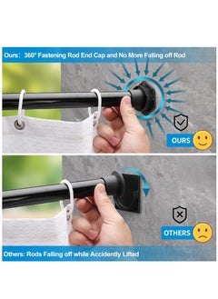 Excefore 2 Pcs Shower Curtain Rod Holder With Buckle Anti Slip No Drill Shower Rod Tension Holder Shower Rod Retainer For Wall, Black, Fits Rod End Caps Of 1.5" in Diameter  - Image 3