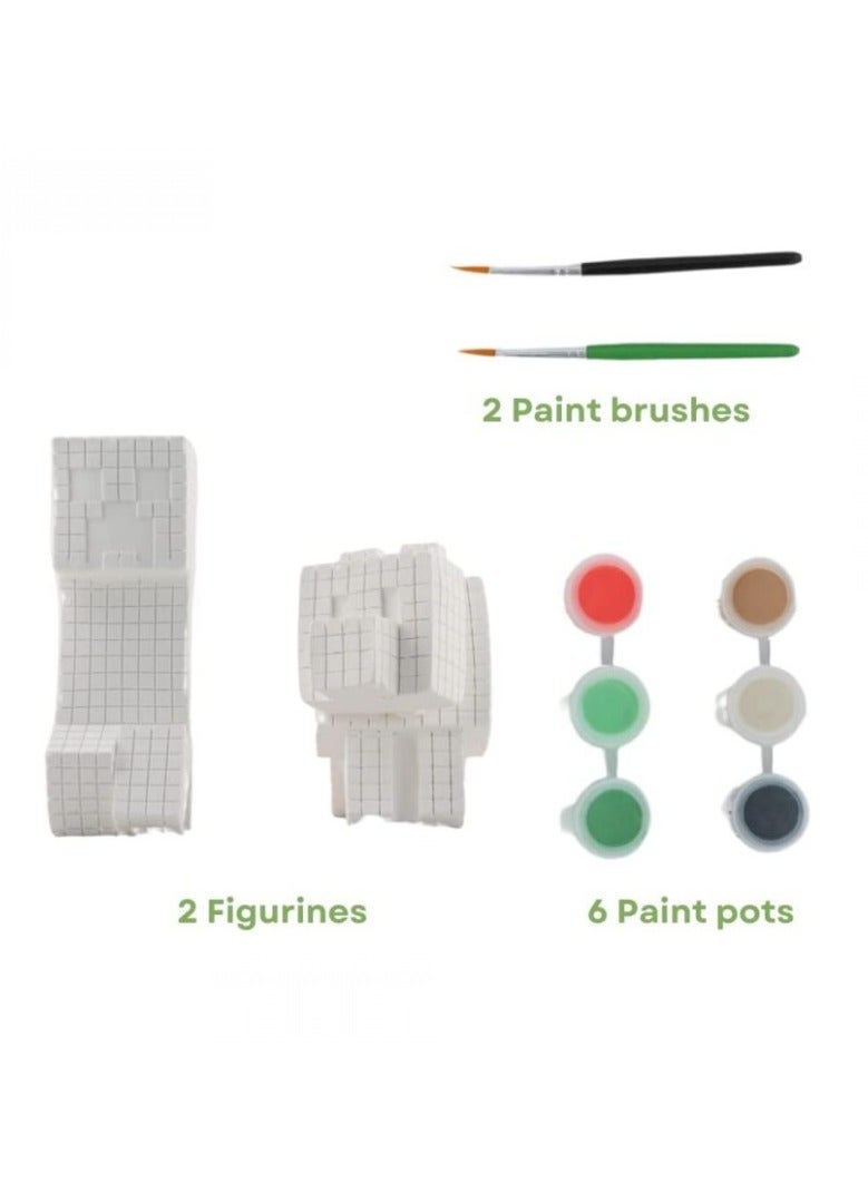 عام دمية بلستير من لعبة ماين كرافت، دمية ملونة، تمثال فني. مجموعة الحرف اليدوية هذه يمكن استخدامها كزخرفة جميلة للطاولة. - Image 2