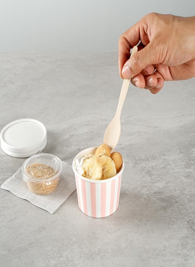 Restaurantware-Coppetta 4 Ounce Dessert Cups, 200 Disposable Ice Cream Cups - Lids Sold Separately, Heavy-Duty, Pink And White Paper Frozen Yogurt Bowls, For Hot And Cold Foods - Image 5