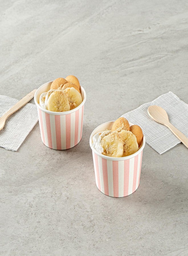 Restaurantware-Coppetta 4 Ounce Dessert Cups, 200 Disposable Ice Cream Cups - Lids Sold Separately, Heavy-Duty, Pink And White Paper Frozen Yogurt Bowls, For Hot And Cold Foods - Image 3