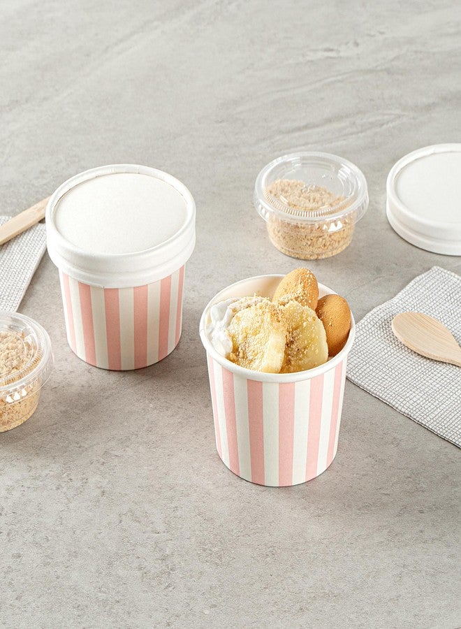 Restaurantware-Coppetta 4 Ounce Dessert Cups, 200 Disposable Ice Cream Cups - Lids Sold Separately, Heavy-Duty, Pink And White Paper Frozen Yogurt Bowls, For Hot And Cold Foods - Image 4