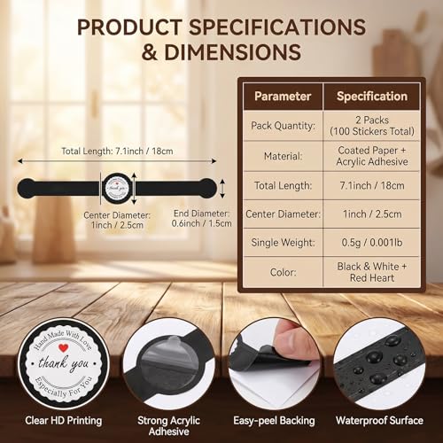 ASTRQLE 100 Pcs Food Baking Stickers Decorative Bakery Stickers Packaging Self Adhesive Tamper Evident Sealing Labels Decals Tag for Cakes Dessert Cookies Coffee(Black) - Image 2
