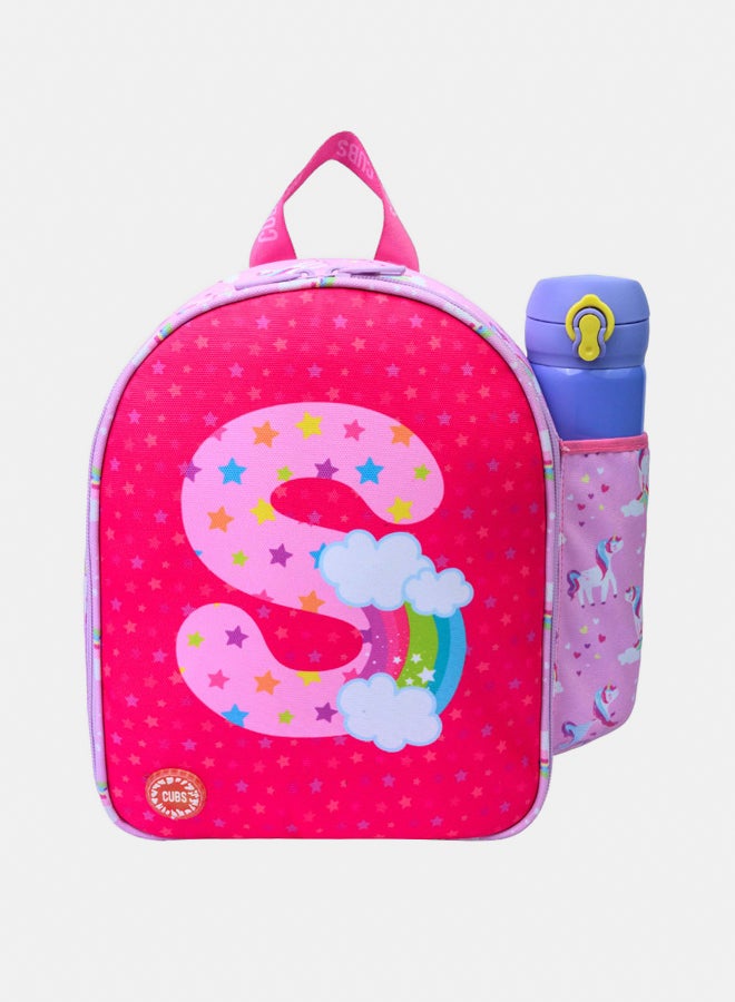 CUBS Nursery Pink Unicorn Letter S Lunch backpack - Image 1