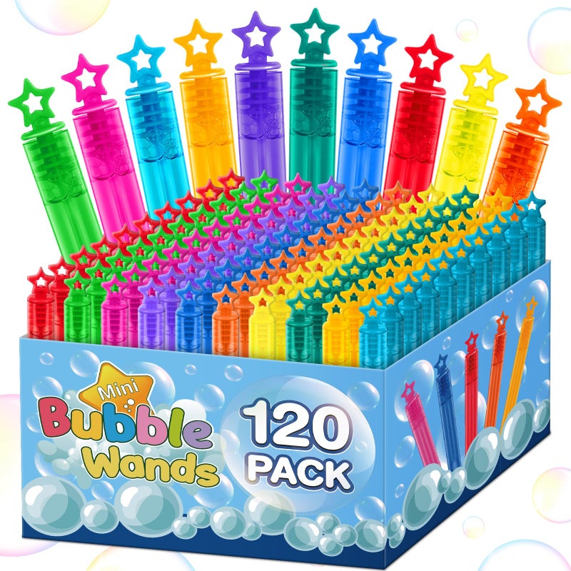 Jumlys 120 Pcs Mini Bubble Wands in 10 Colors Bulk Party Favors for Kids Themed Birthday Christmas New Year Valentine Carnival School Classroom Prizes for Boys Girls Ideal Goodies Bags Stuffers - Image 2