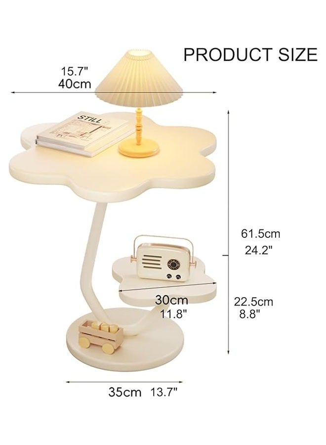 Arabest Modern 2-Tier End Table with Metal Frame - Unique Flower Shape Coffee Table for Living Room, Small Space Bedroom Furniture, Compact Side Table, White - Image 2