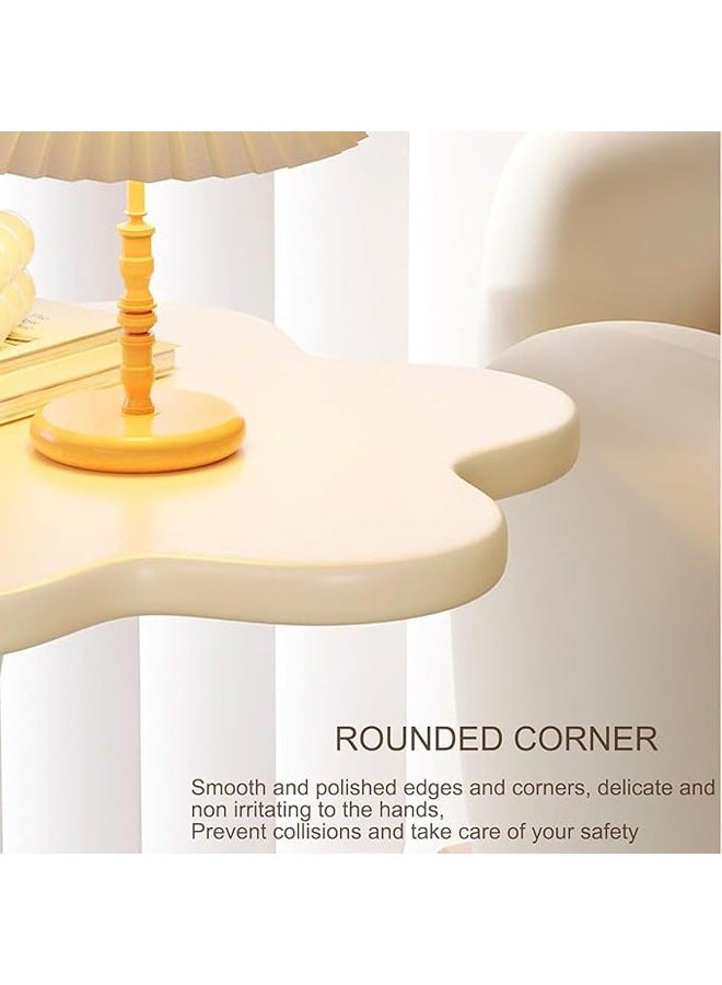 Arabest Modern 2-Tier End Table with Metal Frame - Unique Flower Shape Coffee Table for Living Room, Small Space Bedroom Furniture, Compact Side Table, White - Image 5