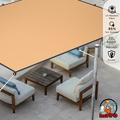 HIPPO Shade Sail with Polyester Band Affordable & Premium 150 GSM Sun Shade UV Block for Outdoor Car Parking (Beige, 9.5FTX5FT) - Image 3