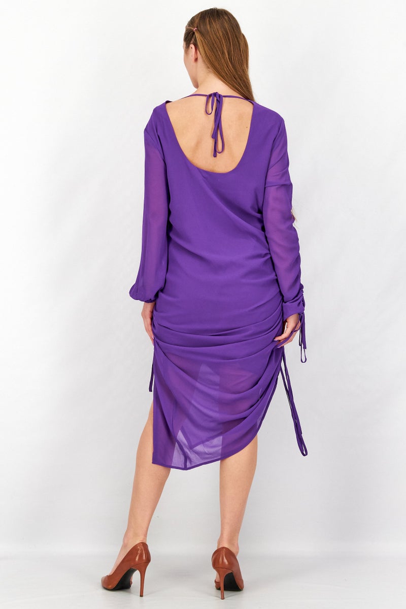 NA-KD Women Textured Maxi Dress, Purple - Image 2