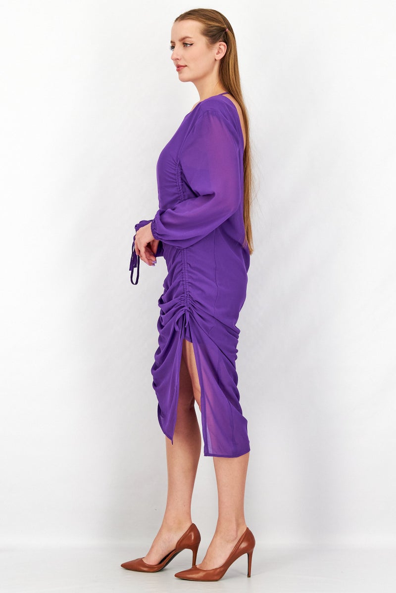 NA-KD Women Textured Maxi Dress, Purple - Image 3