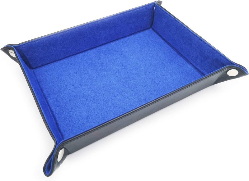 ONWON 2 Pieces Dice Holder Dice Rolling Tray Double Sided PU Leather and Velvet Folding Tray Dice Pad for Dice Gamingand Other Table Games (Blue & Purple) - Image 5