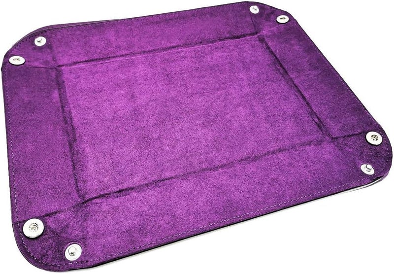 ONWON 2 Pieces Dice Holder Dice Rolling Tray Double Sided PU Leather and Velvet Folding Tray Dice Pad for Dice Gamingand Other Table Games (Blue & Purple) - Image 3