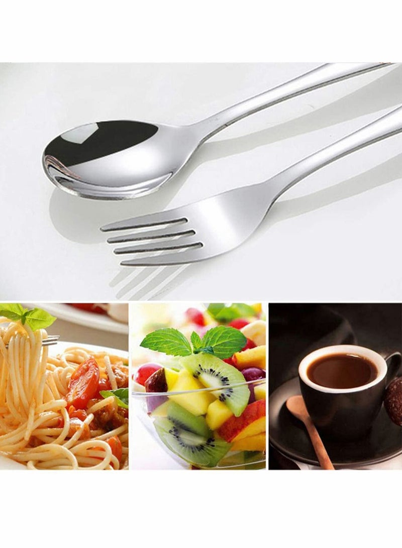 KASTWAVE 6 Pieces Kids Silverware Stainless Steel Children's Safe Flatware Little Bear Child Spoon and Fork Set Toddler Utensils Metal Cutlery Set,3 x Safe Forks,3 x Children Tablespoons - Image 3