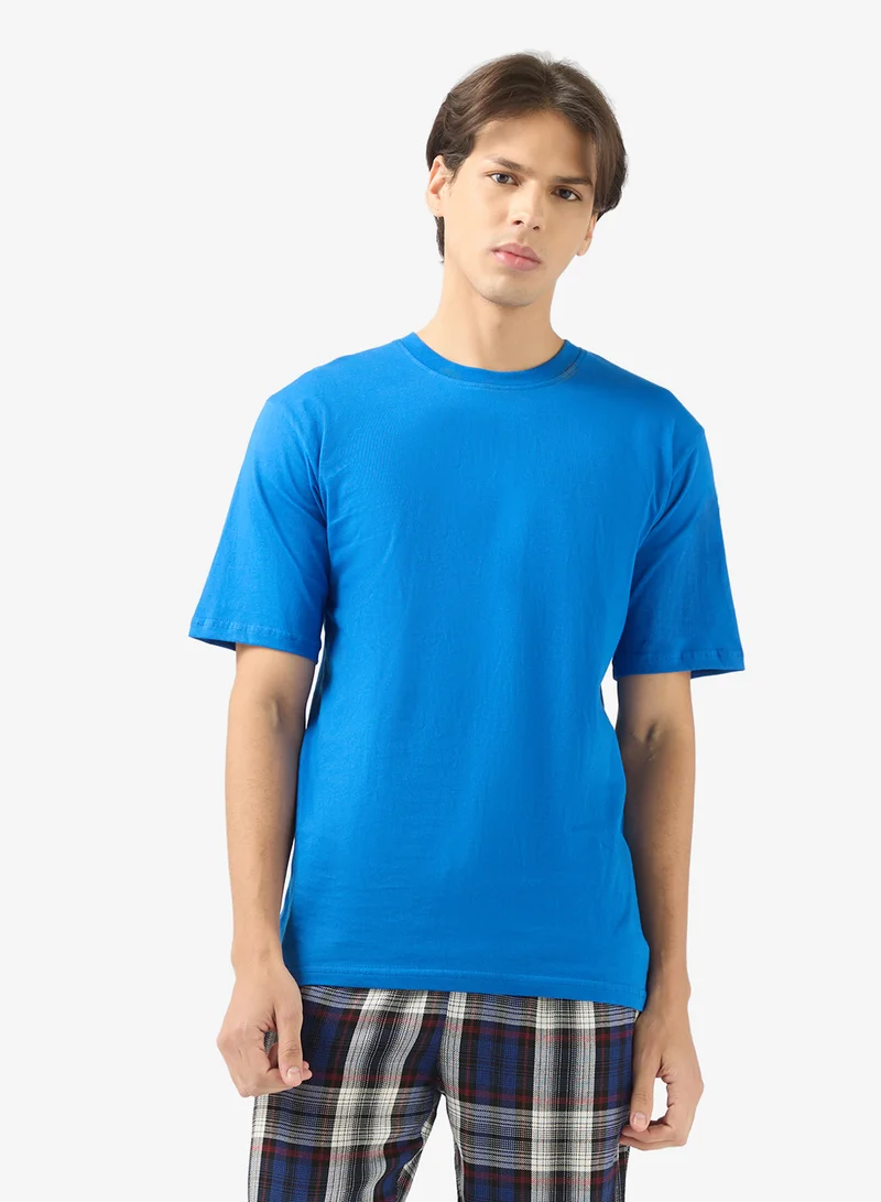 Seventy Five  Essential Short Sleeve T-Shirt And Checked Pyjamas Set for Men | Best Price UAE