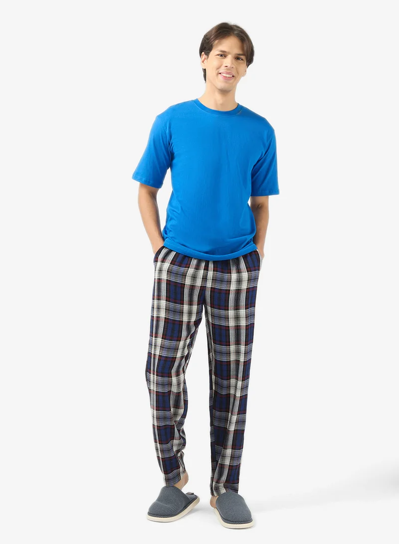 Seventy Five  Essential Short Sleeve T-Shirt And Checked Pyjamas Set for Men | Best Price UAE