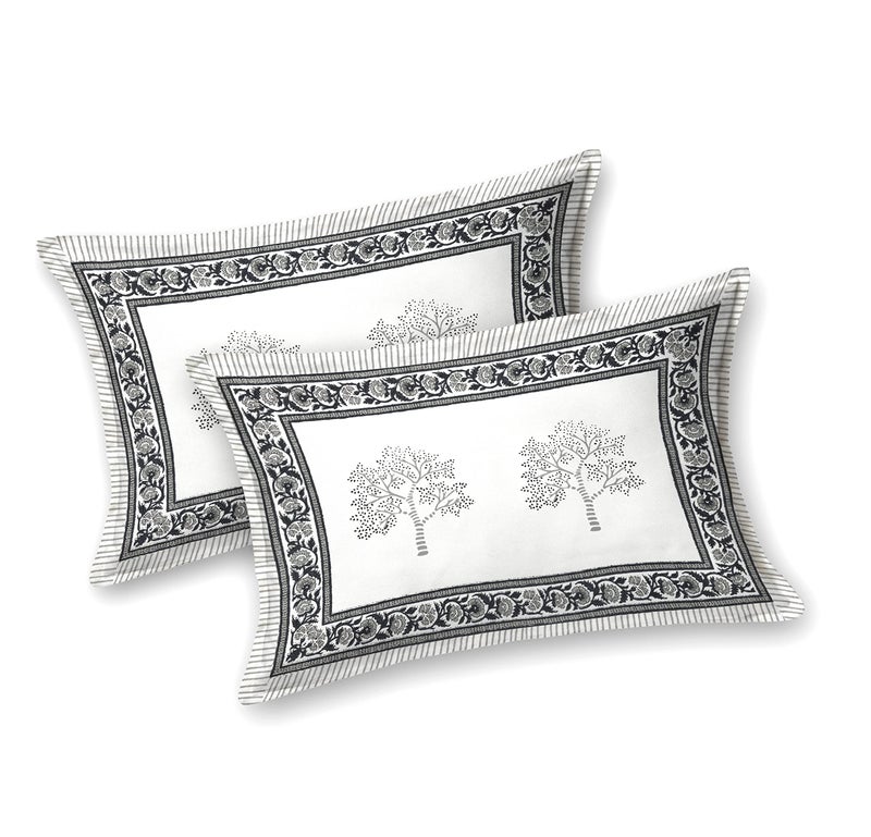 BLOCKS OF INDIA Hand Block Printed 200 TC Cotton King Size Bedsheet (Black) - Image 5