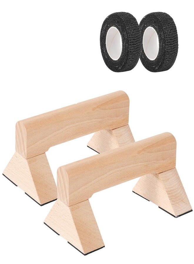 Gnomdcer Push Up Bar, Wooden Push Up Handles for Home Strength Training, 2 PCS Wood Push Up Bars for Floor Non-Slip Base Exercise Indoor Outdoor Workout Equipment - Image 1