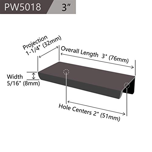 Jetland Cabinets Drawers Edge Pulls - 10-Pack, 3" Overall Length, Black, Concealed Tab Pulls for Kitchen Garage Cabinet Drawers, PW5018B76L - Image 2