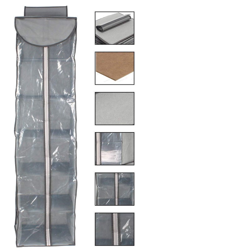 FosCadit NonWoven Fabric Cloth 6 Selves Hanging Storage Wardrobe Organizer with PVC Zippered Closure 6 Layers Chain Cloth Multicolor - Image 2