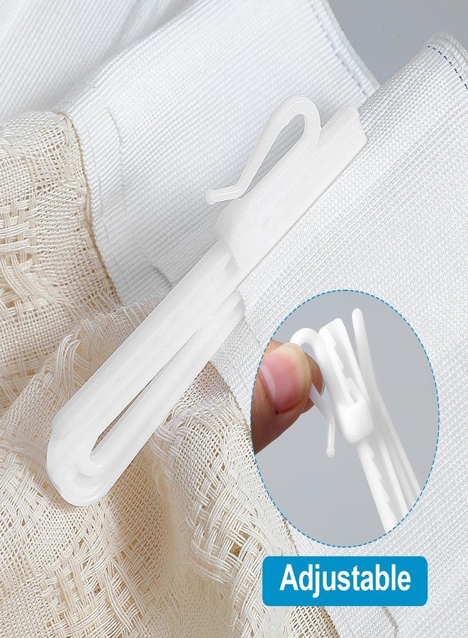 Bremorou 50 Pcs Plastic Curtain Hooks Adjustable Pinch Pleat Curtain Clips for Drapes Windows Doors Showers Durable Ratchet System Pin Hooks for Pleated Shower Curtains and Drapery Door Curtain White (85mm) - Image 4