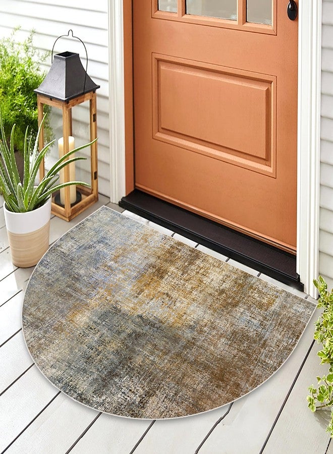 TOMWISH Half Round Non-Slip Doormat Floor Mat Brown Semi Circle Bathroom Floor Rug Entryway Door Mat Half Moon Welcome Mat 24X36Inch Indoor Rug for Living Room Kitchen Bedroom Toilet - Image 3