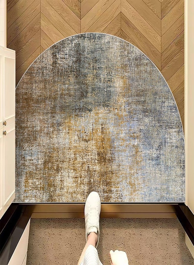 TOMWISH Half Round Non-Slip Doormat Floor Mat Brown Semi Circle Bathroom Floor Rug Entryway Door Mat Half Moon Welcome Mat 24X36Inch Indoor Rug for Living Room Kitchen Bedroom Toilet - Image 1