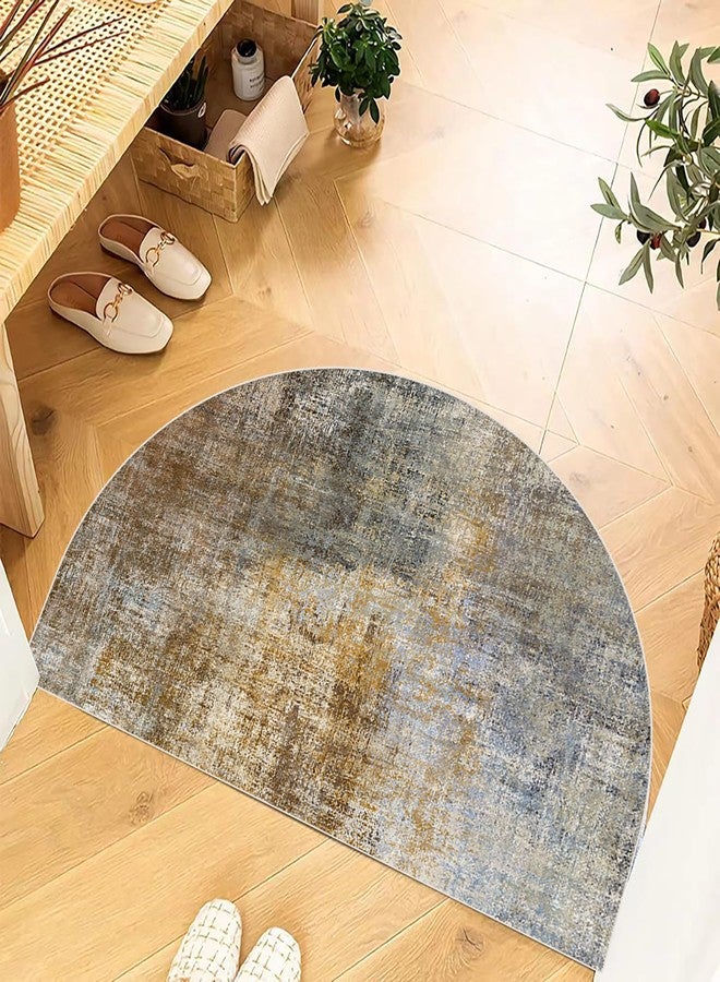TOMWISH Half Round Non-Slip Doormat Floor Mat Brown Semi Circle Bathroom Floor Rug Entryway Door Mat Half Moon Welcome Mat 24X36Inch Indoor Rug for Living Room Kitchen Bedroom Toilet - Image 2
