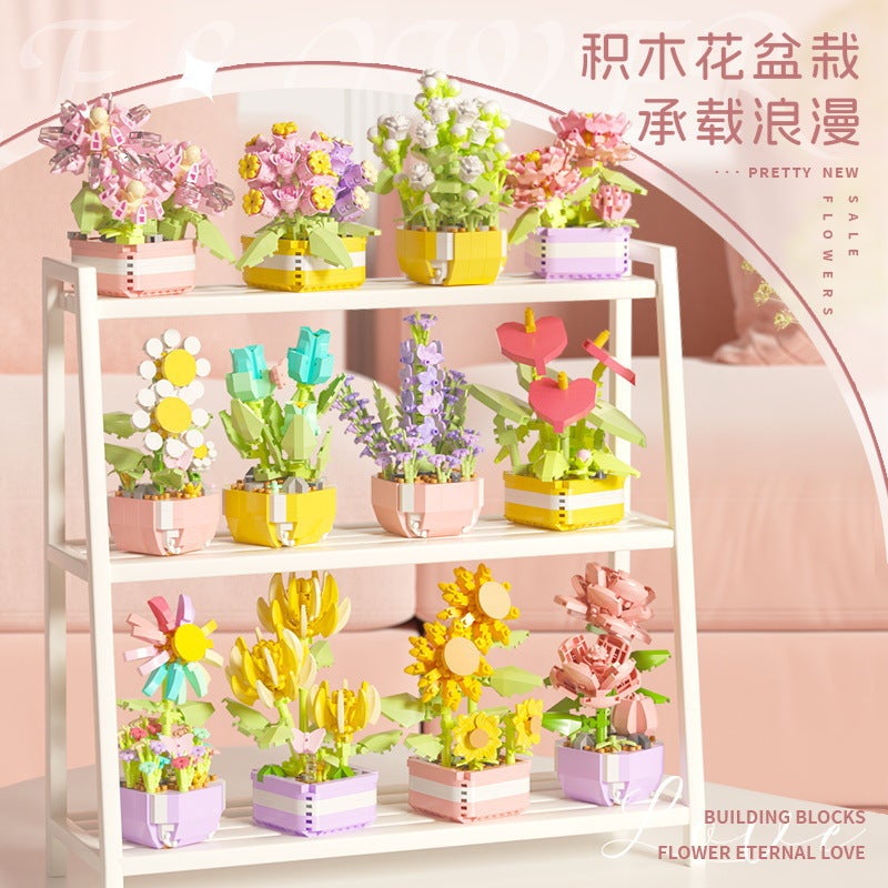 متوافق مع ليغو نباتات صSucculent صغيرة في أصيص زهور دائمة كتل بناء زينة هدية لمحبي الأطفال - Image 2