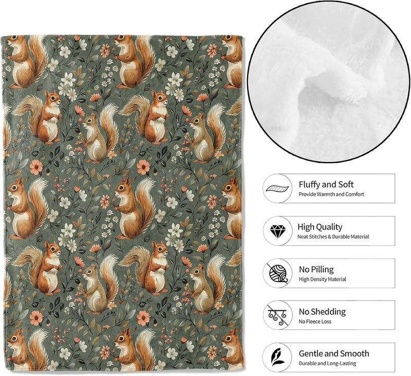 MIEPOS Squirrel Throw Blanket – Soft, Cozy, and Lightweight Decor Flannel Blanket Ideal for Couch, Office, and Travel – Fuzzy, Fluffy, Plush Warmth for Women Girls 50×40 Inch - Image 2